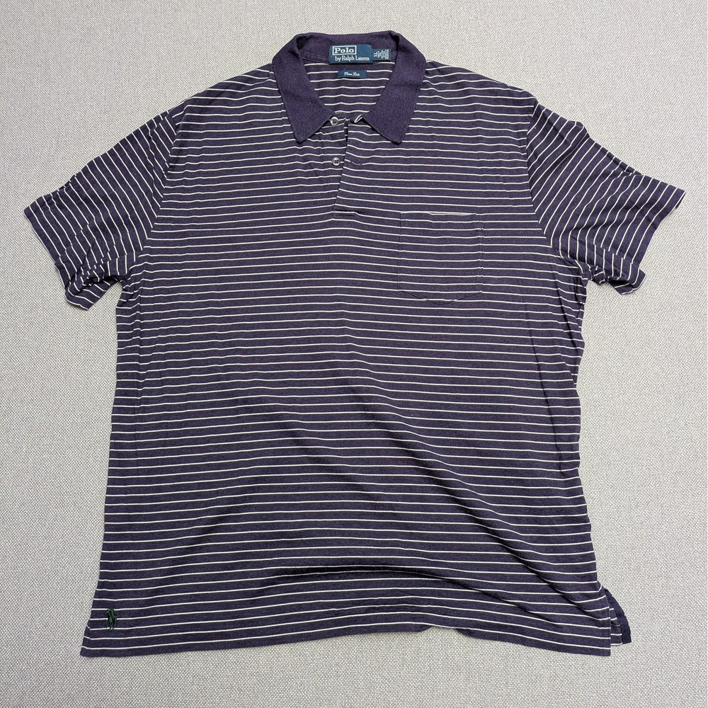 Polo Ralph Lauren Men's XL Pima Lisle Striped Polo Shirt Purple White Green